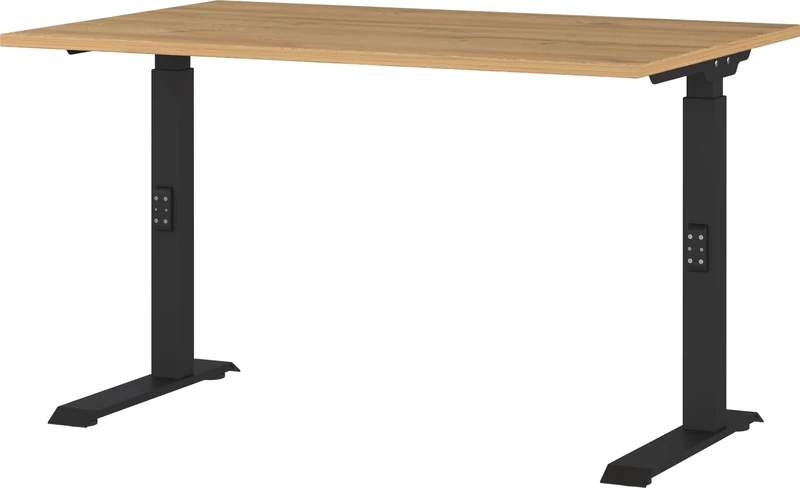 Germania Desk 7910-582, in Grandson oak repro/Black, me. height adjustment, 120 x 91 x 80 cm (WxHxD)