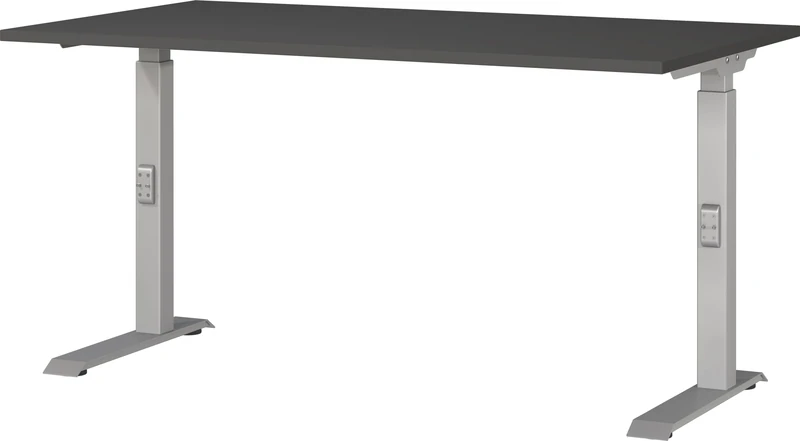 Germania Desk 7904-640, in graphite/silver, me. height-adjustable, 140 x 91 x 80 cm (WxHxD)