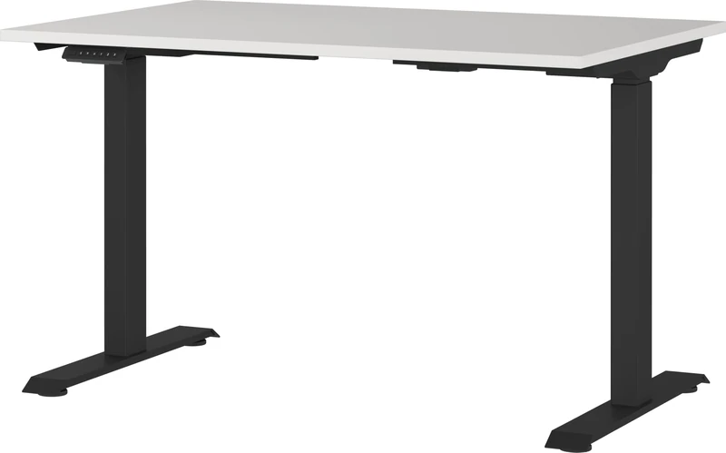 Germania Desk 7907-581, in light grey/black, el. height-adjustable, 120 x 120 x 80 cm (WxHxD)