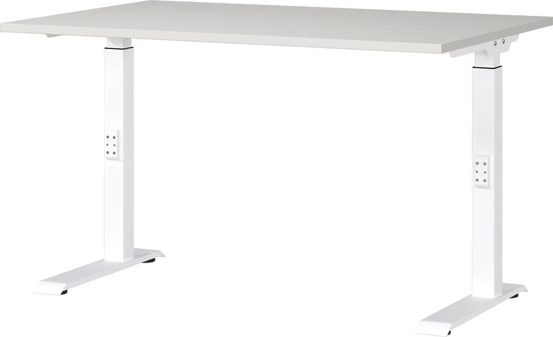 Germania Desk 7910-642, in light grey/white, medium height setting, 120 x 91 x 80 cm (WxHxD)