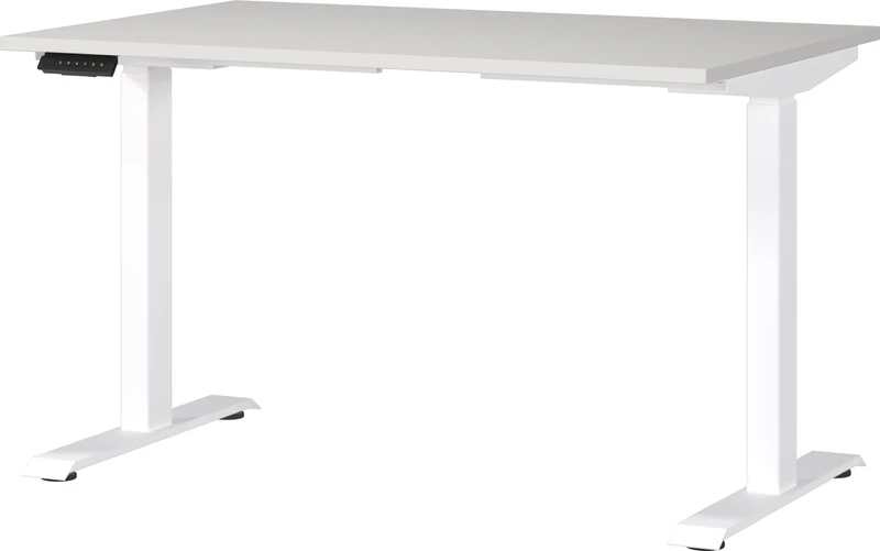 Germania Desk 7907-642, in light grey/white, el. height-adjustable, 120 x 120 x 80 cm (WxHxD)