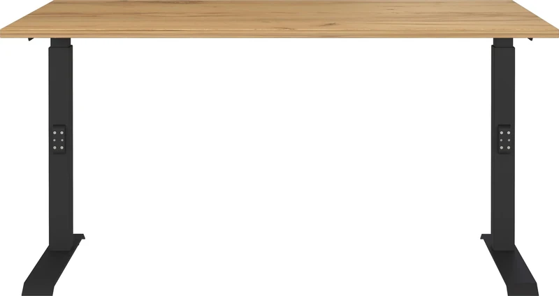 Germania Desk 7904-593, in Navarra oak repro/Black, me. height adjustment, 140 x 91 x 80 cm (WxHxD)