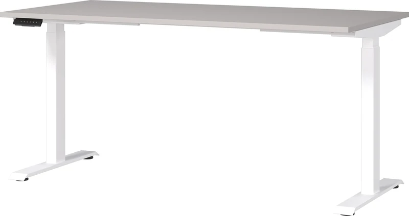 Germania Desk 7908-617, in cashmere/white, el. height-adjustable, 160 x 120 x 80 cm (WxHxD)