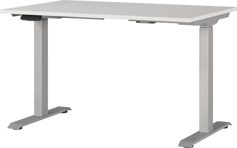 Germania Desk 7907-583, in light grey/silver, el. height-adjustable, 120 x 120 x 80 cm (WxHxD)
