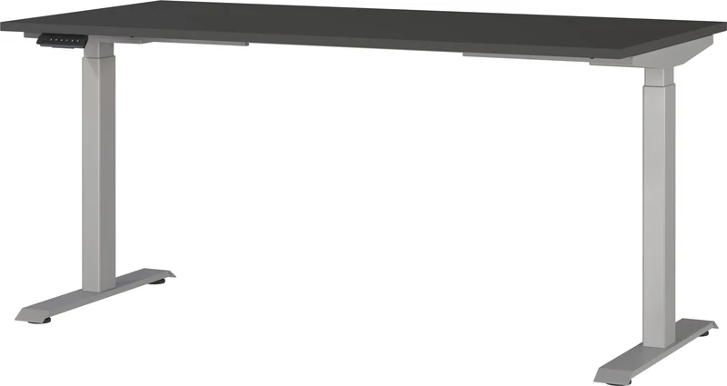 Germania Desk 7908-640, in graphite/silver, el. height-adjustable, 160 x 120 x 80 cm (WxHxD)