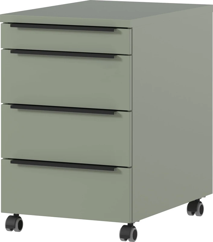 Germania Rolling Cabinet 4377-628, in taupe green, with utensil compartment, 42 x 63 x 60 cm (WxHxD)