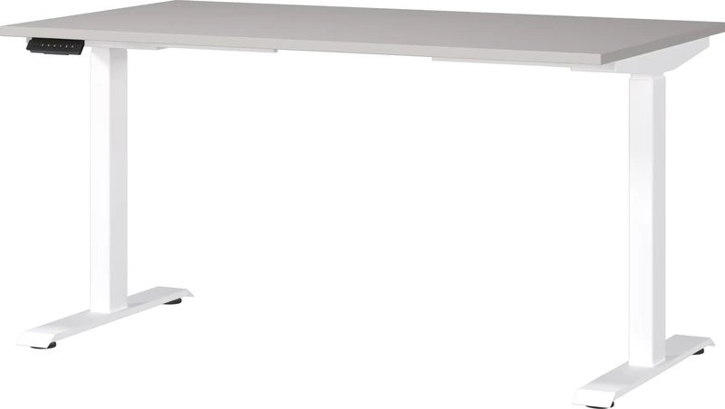 Germania Desk 7905-617, in cashmere/white, el. height-adjustable, 140 x 120 x 80 cm (WxHxD)