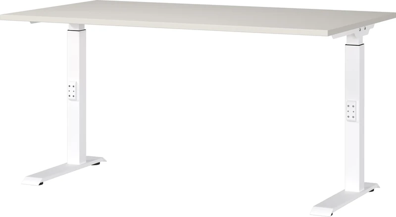 Germania Desk 7904-642, in light grey/white, medium height setting, 140 x 91 x 80 cm (WxHxD)