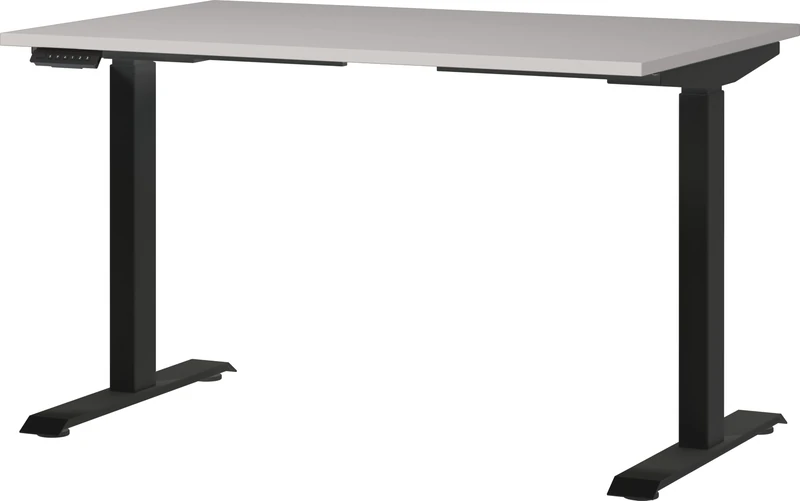 Germania Desk 7907-630, in cashmere/black, el. height-adjustable, 120 x 120 x 80 cm (WxHxD)