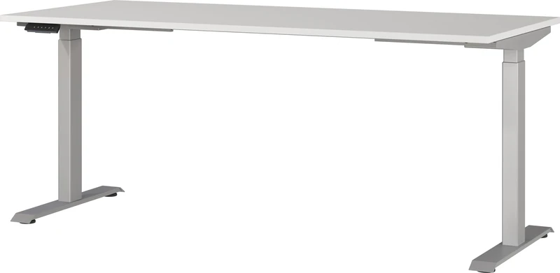 Germania Desk 7909-583, in light grey/silver, el. height-adjustable, 180 x 120 x 80 cm (WxHxD)
