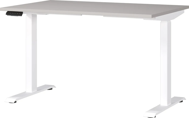 Germania Desk 7907-617, in cashmere/white, el. height-adjustable, 120 x 120 x 80 cm (WxHxD)