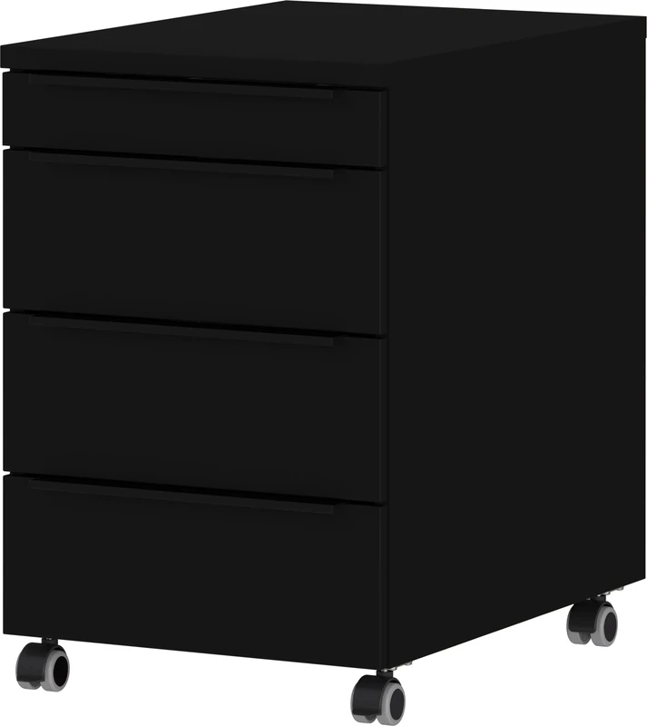 Germania Rolling Cabinet 4377-83, in black, with utensil compartment, 42 x 63 x 60 cm (WxHxD)