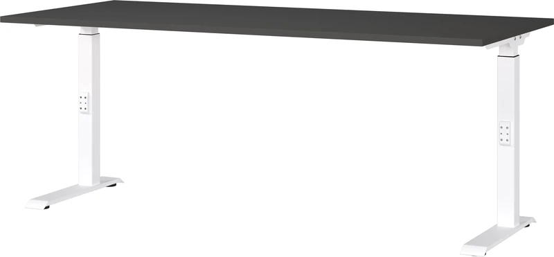 Germania Desk 7912-569, in graphite/white, medium height setting, 180 x 91 x 80 cm (WxHxD)