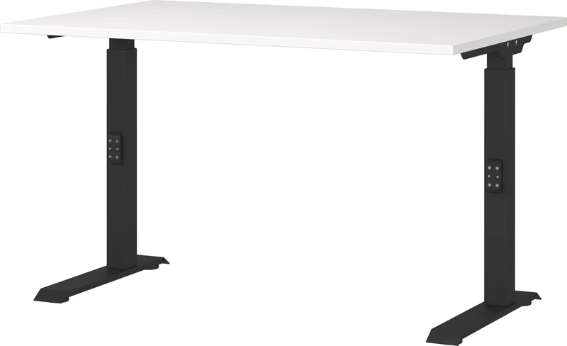 Germania Desk 7910-614, in white/black, me. height-adjustable, 120 x 91 x 80 cm (WxHxD)