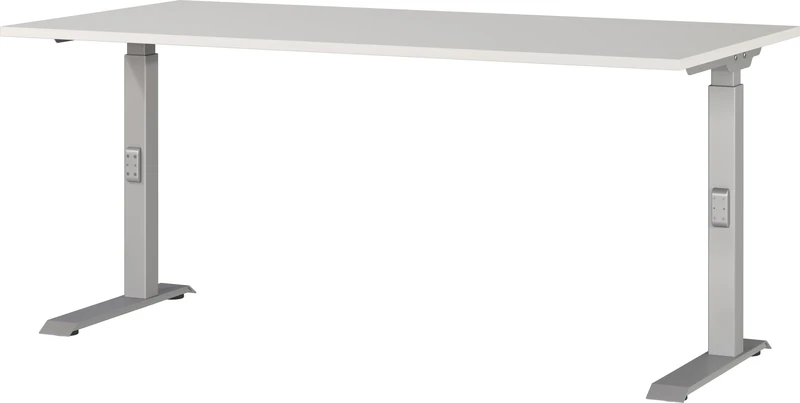 Germania Desk 7911-583, in light grey/silver, medium height setting, 160 x 91 x 80 cm (WxHxD)