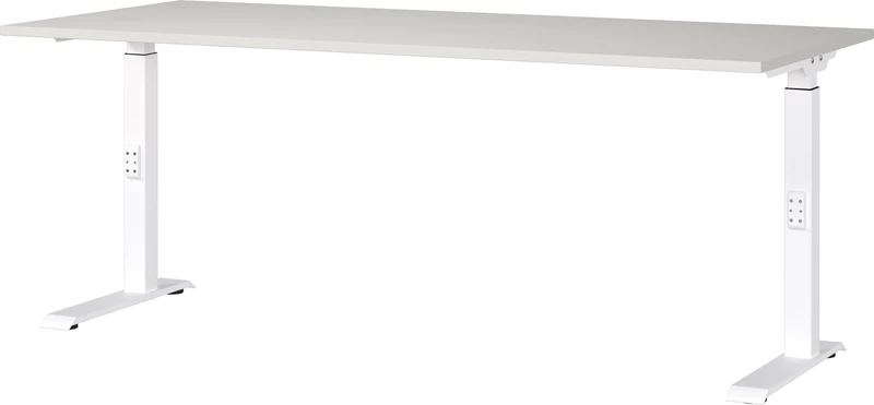 Germania Desk 7912-642, in light grey/white, medium height setting, 180 x 91 x 80 cm (WxHxD)