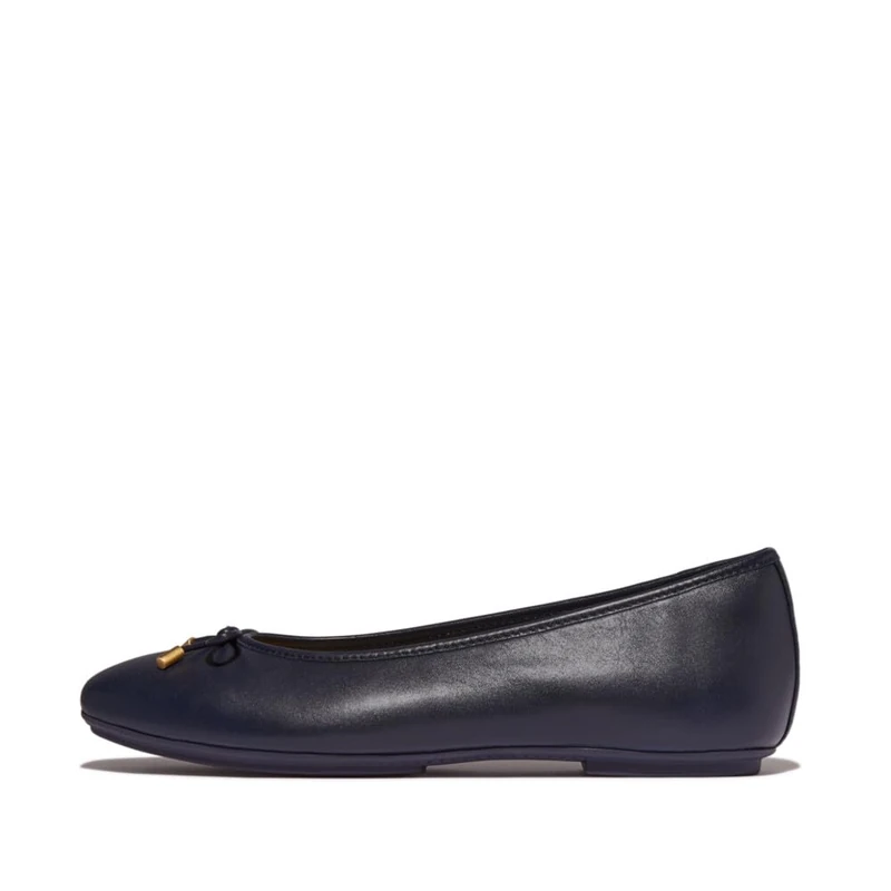 Fitflop DELICATO Bow Soft Leather Ballet Flats Navy