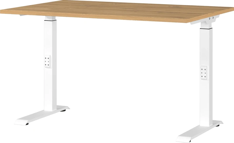 Germania Desk 7910-552, in Grandson oak repro/White, me. height adjustment, 120 x 91 x 80 cm (WxHxD)