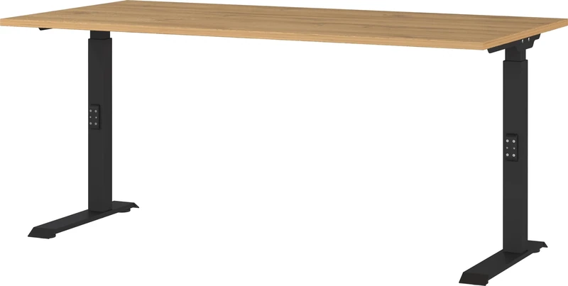 Germania Desk 7911-582, in Grandson oak repro/Black, me. height adjustment, 160 x 91 x 80 cm (WxHxD)