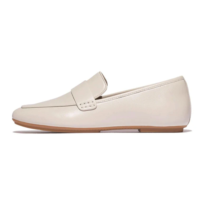 Fitflop DELICATO Soft Leather Loafers - Beige Flat Shoes