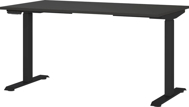 Germania Desk 7905-547, in graphite, el. height-adjustable, 140 x 120 x 80 cm (WxHxD)