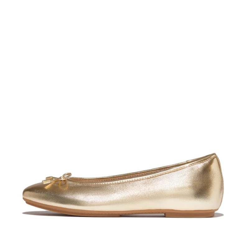 Fitflop DELICATO Bow Metallic Leather Ballet Flats