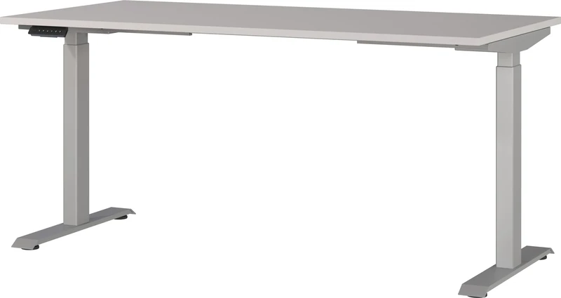 Germania Desk 7908-643, in cashmere/silver, el. height-adjustable, 160 x 120 x 80 cm (WxHxD)