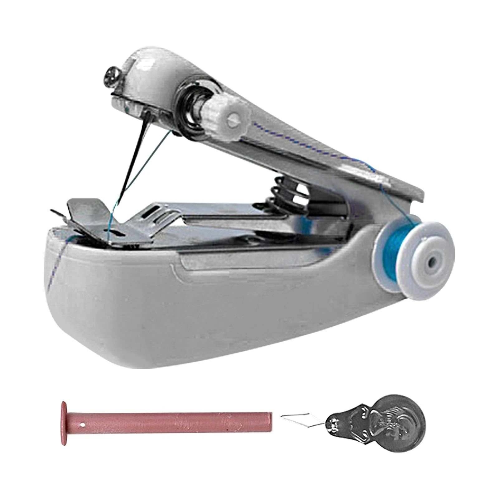 Portable Sewing Machine, Hand Held Sewing Machine, Sewing Machine Portable, 12x2.5x7cm PP Creative Sewing Machine with Needle Threader, Multifunctional Sewing Machine for Cotton Silk Leather