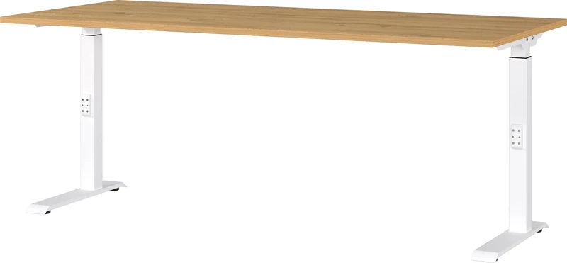 Germania Desk 7912-552, in Grandson oak repro/White, me. height adjustment, 180 x 91 x 80 cm (WxHxD)