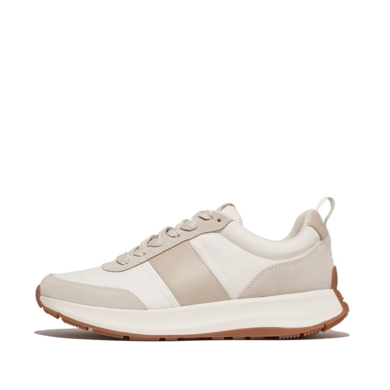F-Mode Flow Mens Fabric/Suede/Leather Sneakers Beige - Image 1