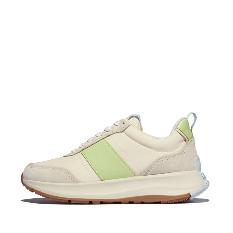 F-Mode Flow Fabric/Suede/Leather Flatform Sneakers Lime