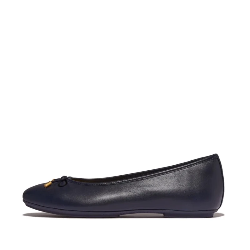 Fitflop DELICATO Bow Soft Leather Ballet Flats Navy