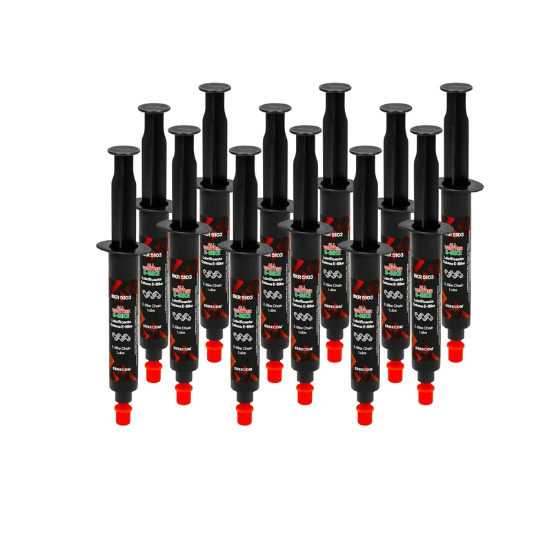 Errecom BKR 5103 E-BIKE ALL WEATHER Lube Bike Chain for Electric Bikes - 144 ml (12x12 ml), all Weather Conditions, Cartridges with Drop and Huggie Systems, fluorescent and scented formula