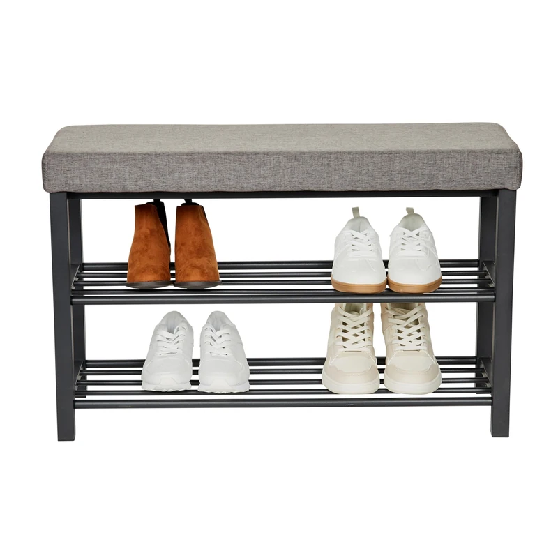 LOVE IT STORE IT Loft Bench with Shoe Cabinet, Upholstery Fabric: Linen, Metal Frame, Gigrio, XL - Image 1