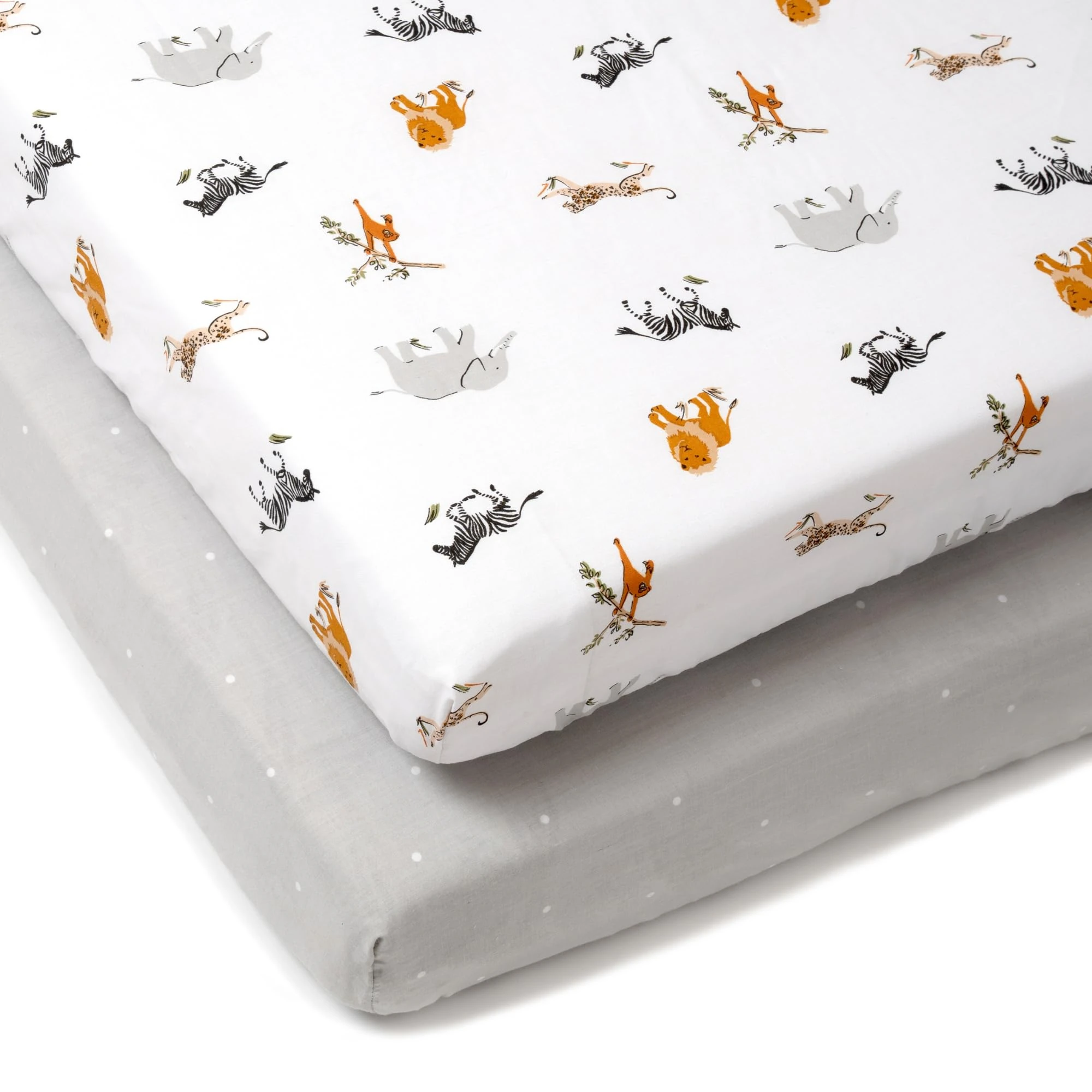 Clair de Lune Jungle Dream 2 Pack Fitted Cot Bed Sheets - 140 x 70 cm