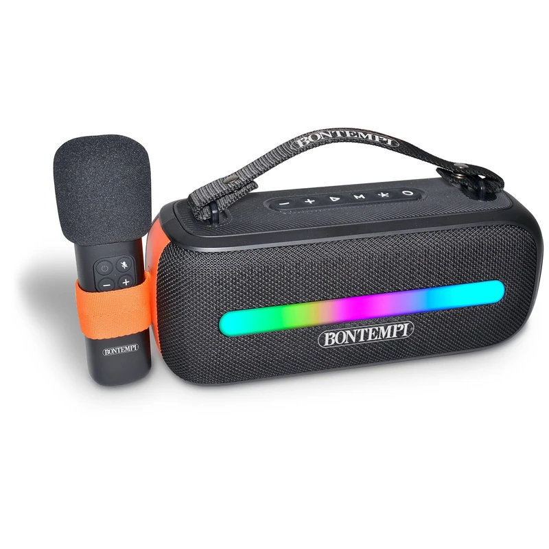Bontempi | SonicSync Wireless Karaoke Amplifier with Dynamic Microphone, Luminous Effects, TWS and Echo Effects, 29 x 18.3 x 13 cm