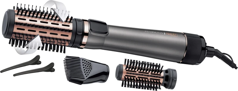 Remington Rotating Airstyler Keratin Protect (3 attachments: Mixed Bristle & Soft Bristle Brush, Root Boost Attachment for More Volume & Hair Clips, Ceramic Coating Infused with Almond Oil) AS8811