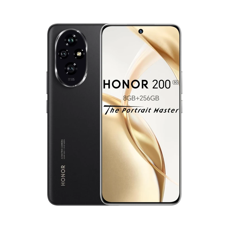 HONOR 200 Smartphone, 5G Mobile Phone, 6.7 inch, 5200 mAh 100W fast charging, 50MP triple main camera, ultra-thin 7.7mm, eye protection screen, Black