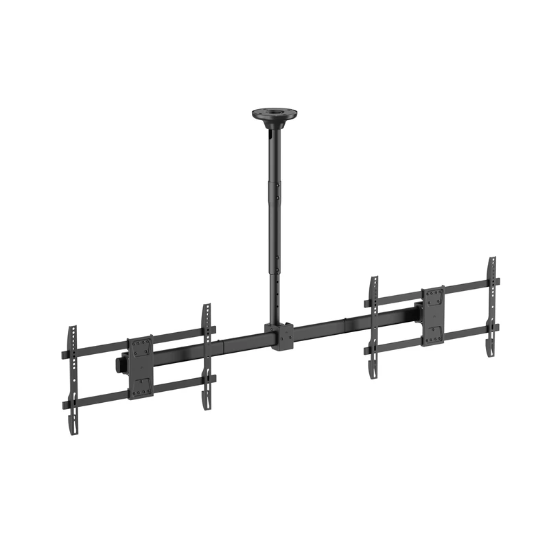 Mount Plus CB-D600 2x1 Side by Side Dual Screen Menu Board Ceiling Mount for 37" to 60" TV | Adjustable Height Pole | Max Weight 88 Lbs Per Screen | VESA Patterns Up to 600x400 | Swivel 360 Degree