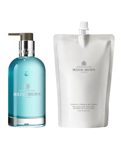 Molton Brown Coastal Cypress & Sea Fennel Fine Liquid Hand Wash Glass Bottle 200 ml & Refill 400 ml