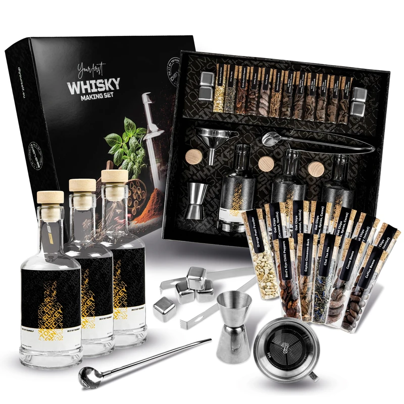 DIBYS Make Your Own Whiskey Kit with 12 Natural Botanicals & Accessories | DIY Whiskey Infusion Kit with 4 Recipe Cards for Cocktails | Whisky Lovers Gifts for Men & Women | Tasting & Making Set - Image 1
