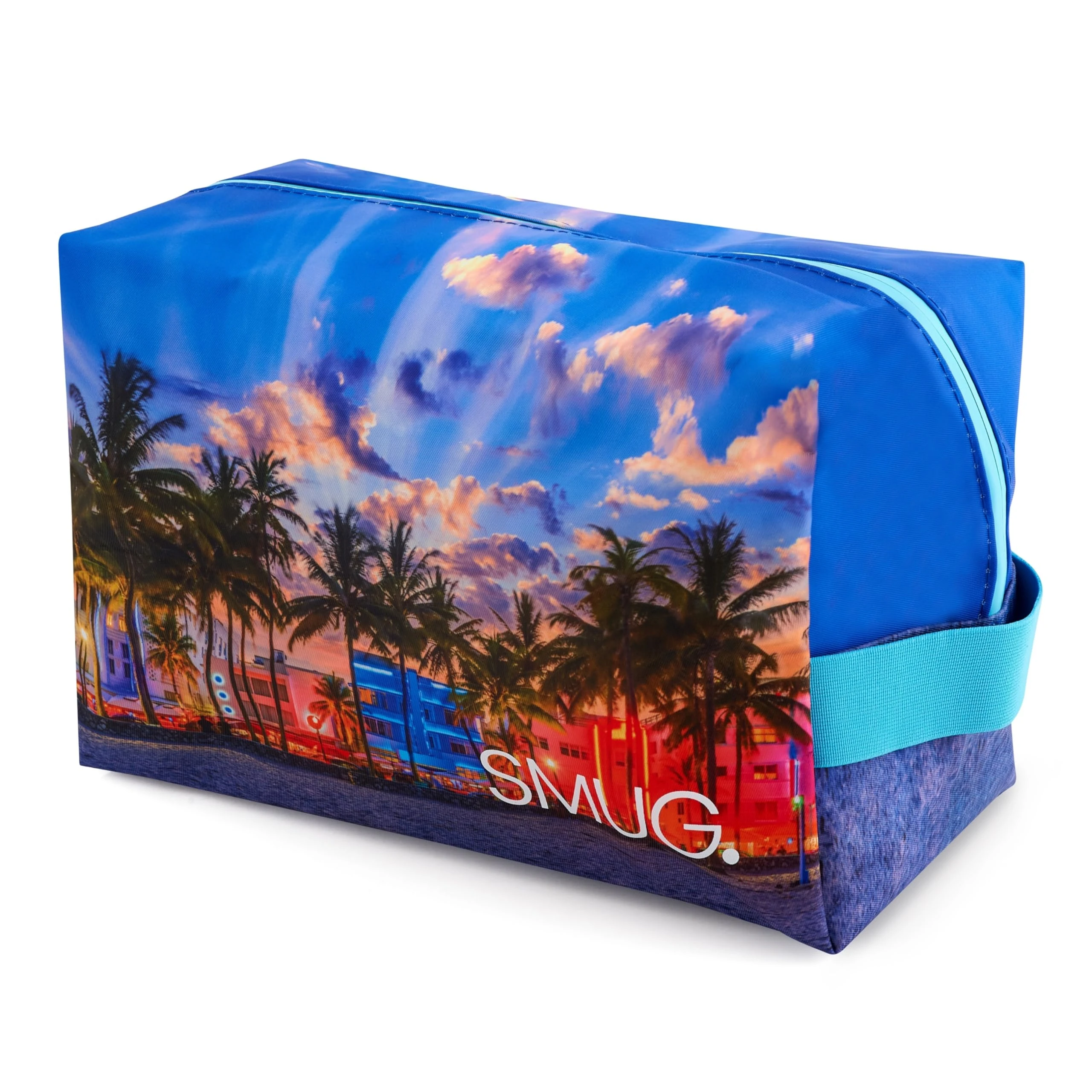 SMUG Wash Bag | Waterproof Travel Toiletry Bags for Travelling, Gym, Shower, Shaving, Toiletries, Cosmetics & Makeup Bag | Large Washbag for Men & Women | Stylish, Spacious & Easy to Clean | Miami