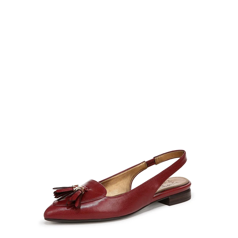 Naturalizer Women's Loafers & Moccasins - Juliana Slingback, Cranberry Leather, UK 6, Wide Fit