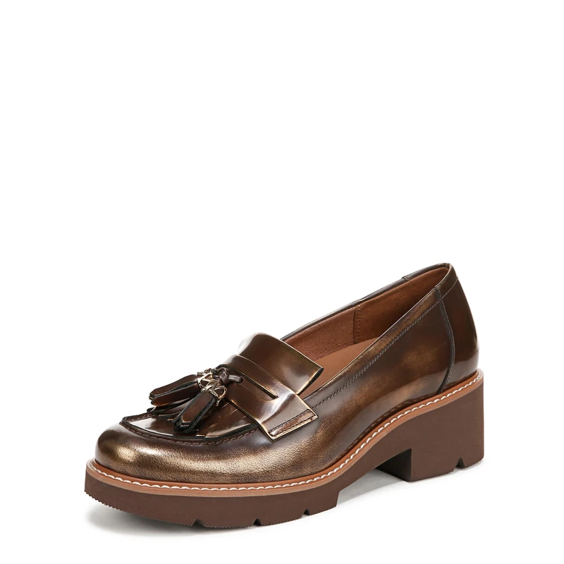 Naturalizer Women's Loafers & Moccasins - Desmond Open-Back, Bronze Leather, UK 9, Wide Fit