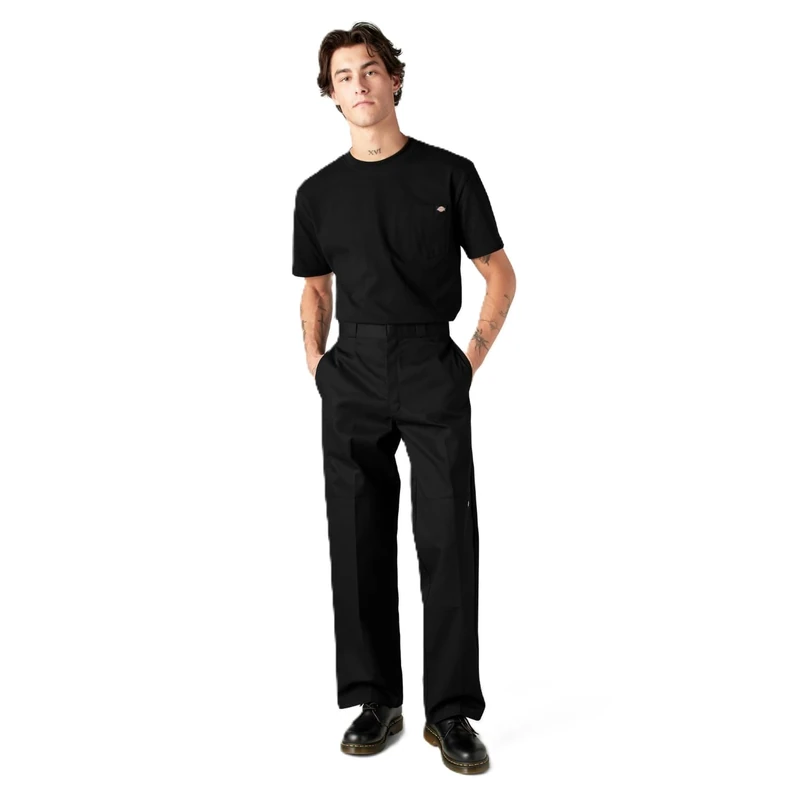 Dickies Men's Loose Fit Double Knee Work Pants Business Casual, Black, 44W x 34L