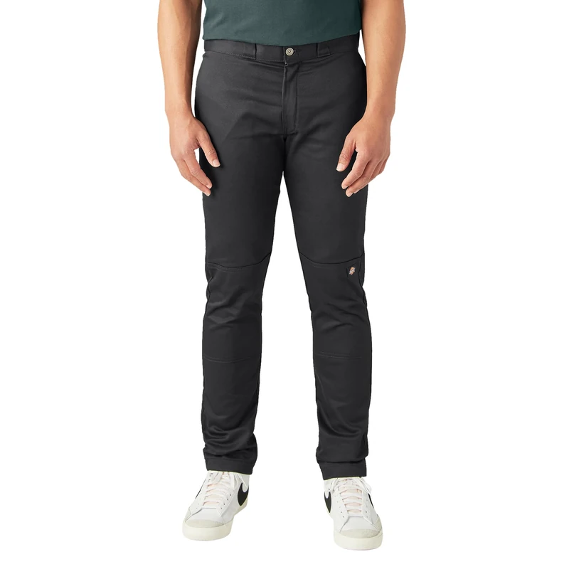 Dickies Men's Skinny Straight Double Knee Work Pant, Black, 34W x 32L