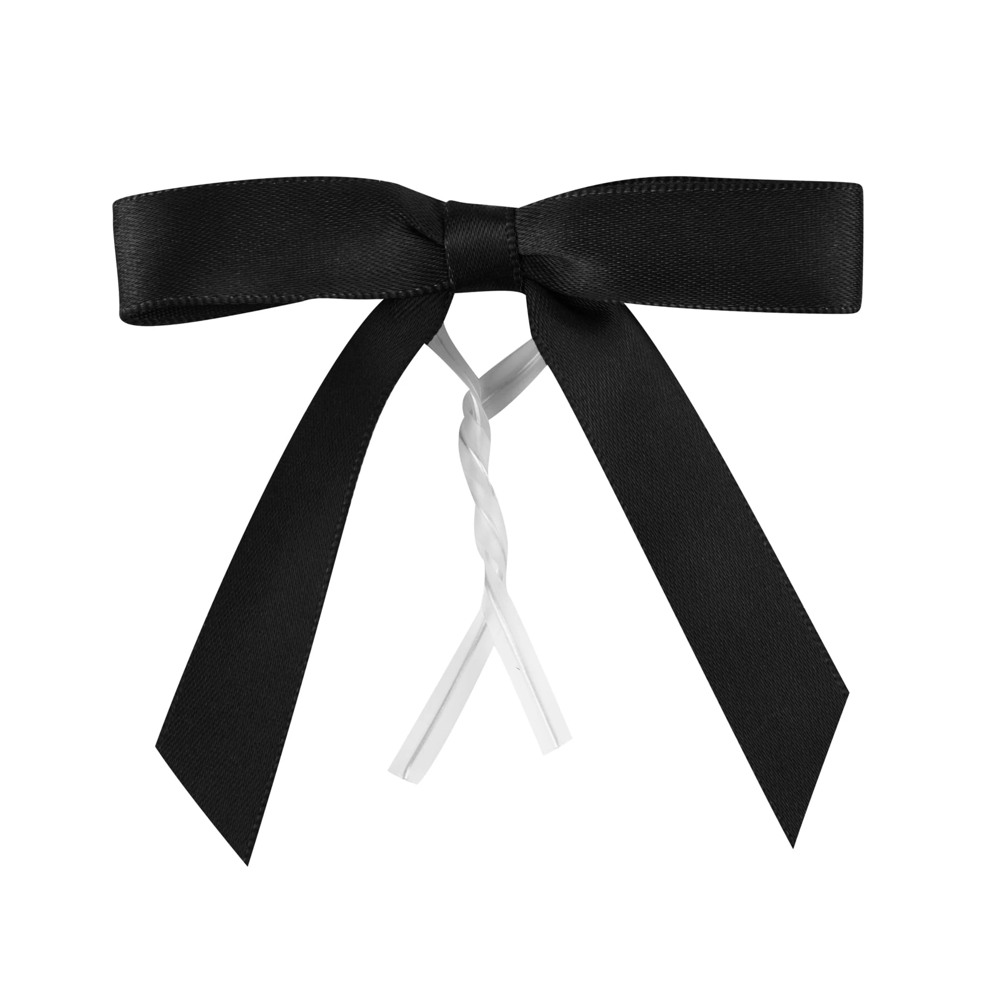 Restaurantware - Gift Tek 3 x 2.5 Inch Satin Ribbon Bows, 4000 Twist Tie Bows - Pre-Tied, Vibrant, Black Polyester Gift Wrapping Bows, for Treat Bags, Crafts, Packages, Decoration- Restaurantware