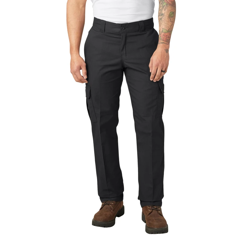 Dickies Men's Slim Fit Cargo Business Casual Pants, Black, 36W x 30L