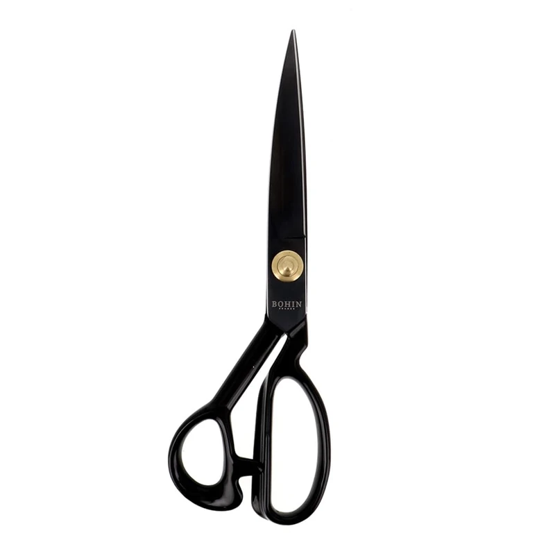 BOHIN France - BOHIN France High-Carbon Steel Black (28cm) Professional Tailoring Scissor with Rubber Coated Handle - 1 Piece