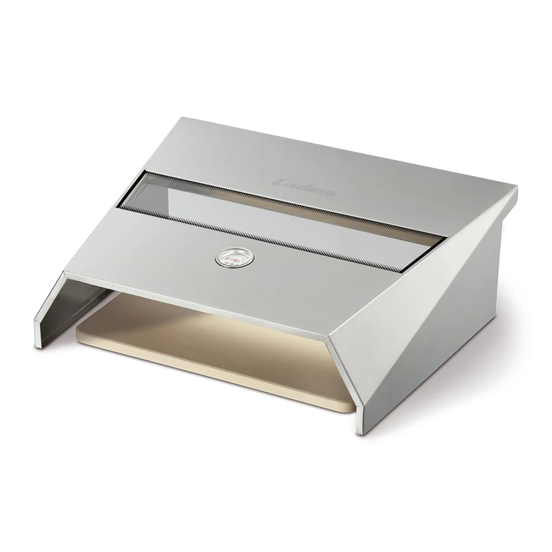 Enders® Pizzacover Turbo for Gas Barbecue with Backburner, Includes Thermometer, Pizza Grill Attachment, Includes Pizza Stone 38 cm x 30 cm, Attachment with Viewing Window for Better Baking Results